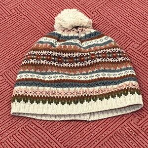 Alpaca blend one size Cozy Multicolor Knit Pom-Pom hat